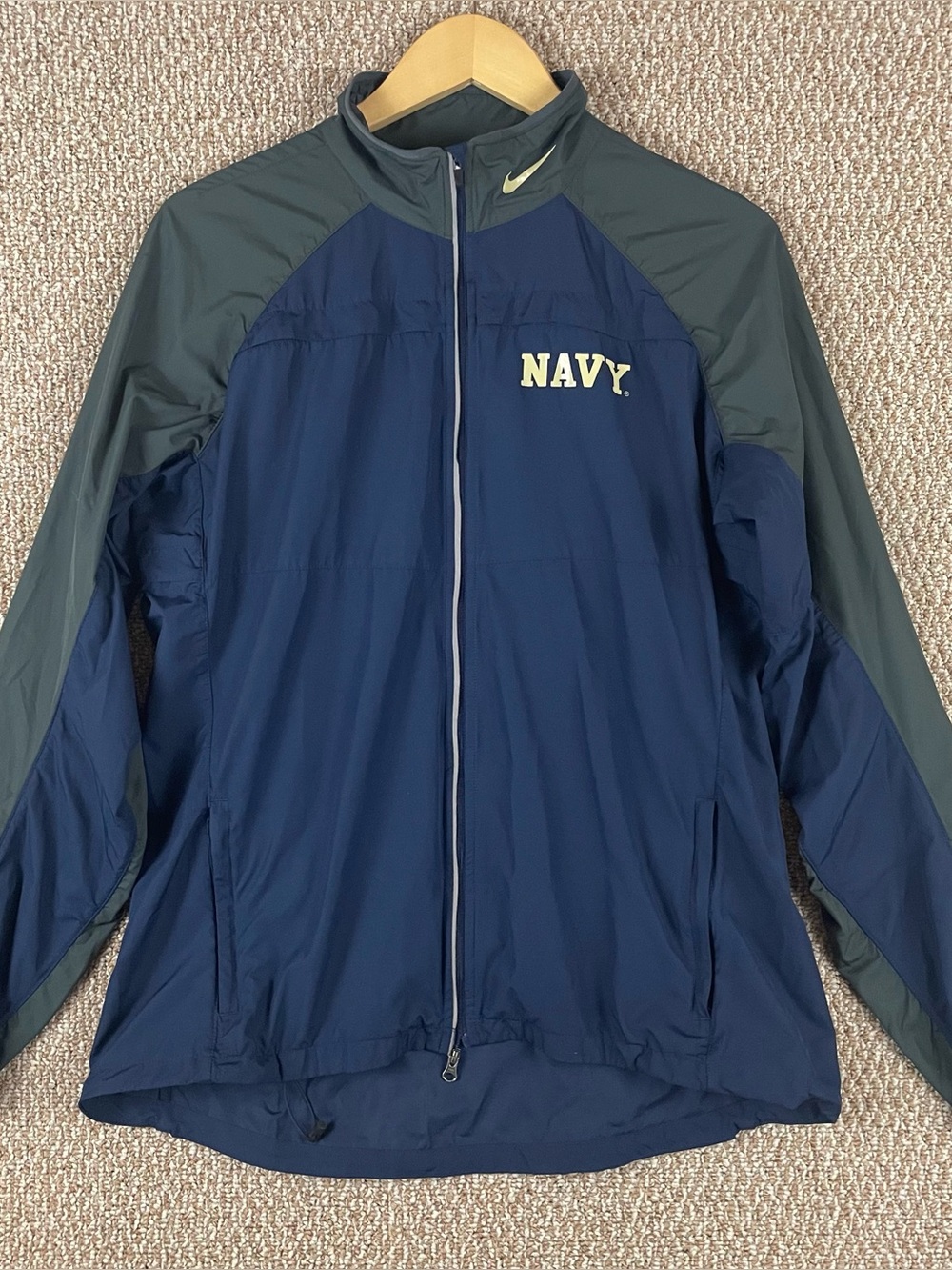 Nike US Navy Midshipmen Windbreaker Jacket Size Large Warmup Blue T737